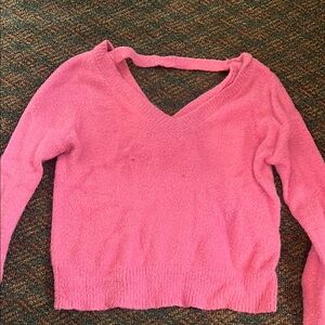 Pink V-Neck Women's Sweater